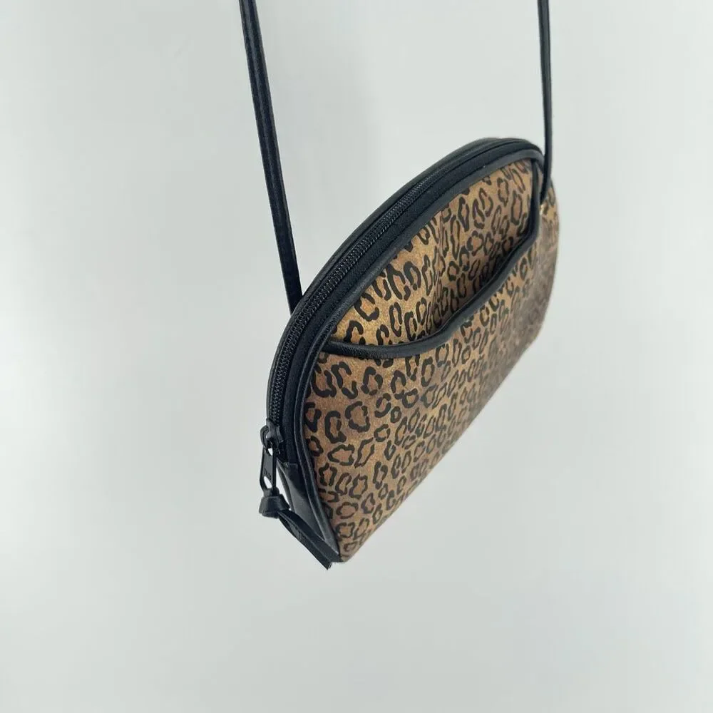 Leopard Print Crossbody Bag Faux Leather Minimalist Everyday Purse Chic